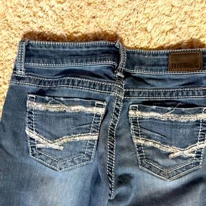 Blue bootcut jeans extra long